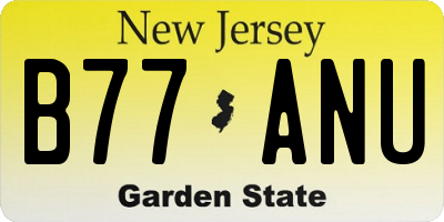 NJ license plate B77ANU