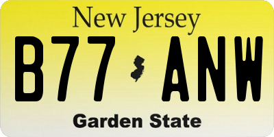 NJ license plate B77ANW