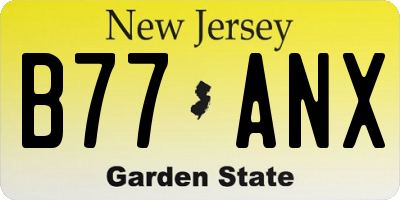 NJ license plate B77ANX