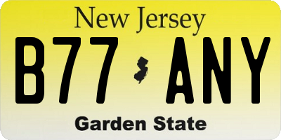 NJ license plate B77ANY