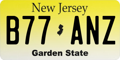 NJ license plate B77ANZ