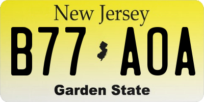NJ license plate B77AOA