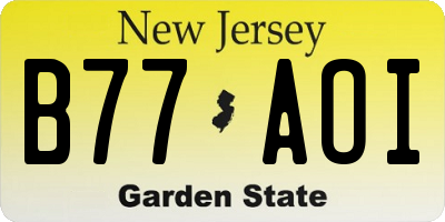 NJ license plate B77AOI