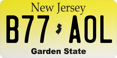 NJ license plate B77AOL