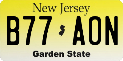 NJ license plate B77AON