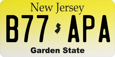 NJ license plate B77APA