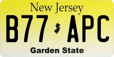 NJ license plate B77APC