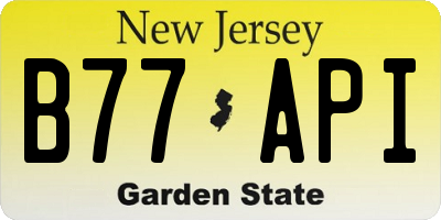 NJ license plate B77API