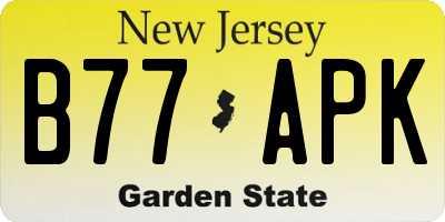 NJ license plate B77APK