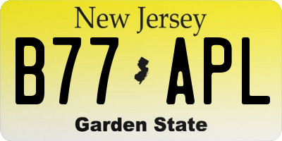 NJ license plate B77APL