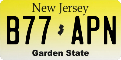 NJ license plate B77APN