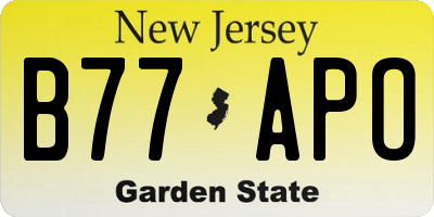 NJ license plate B77APO