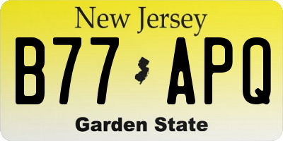 NJ license plate B77APQ