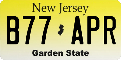 NJ license plate B77APR