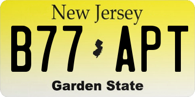 NJ license plate B77APT