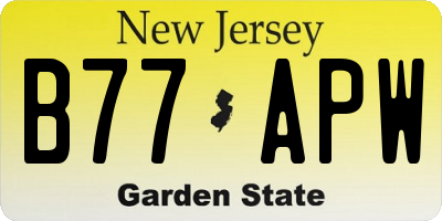 NJ license plate B77APW