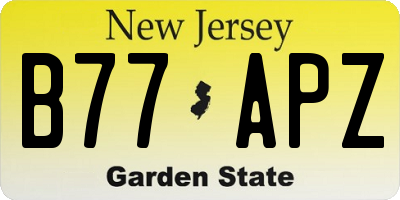 NJ license plate B77APZ