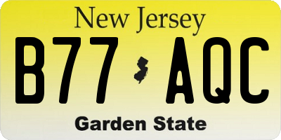NJ license plate B77AQC