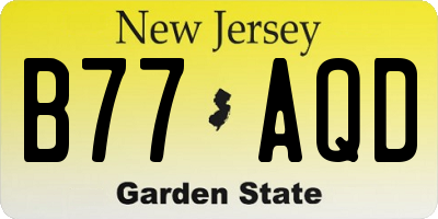NJ license plate B77AQD