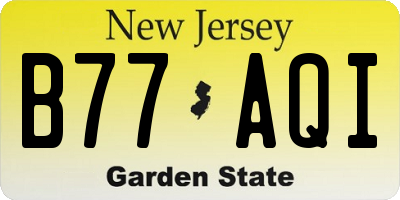 NJ license plate B77AQI