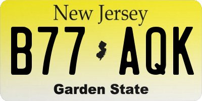 NJ license plate B77AQK