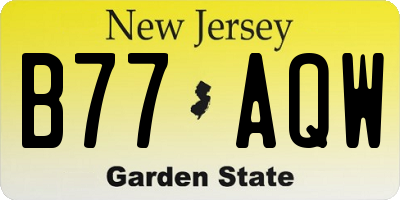 NJ license plate B77AQW