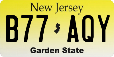 NJ license plate B77AQY
