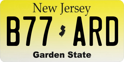 NJ license plate B77ARD