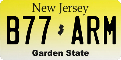 NJ license plate B77ARM