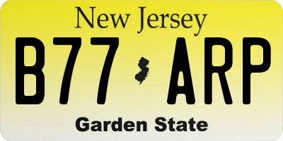 NJ license plate B77ARP