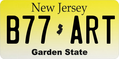 NJ license plate B77ART