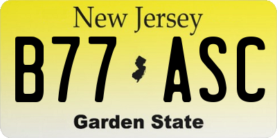 NJ license plate B77ASC