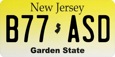 NJ license plate B77ASD