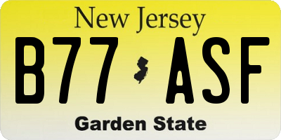 NJ license plate B77ASF