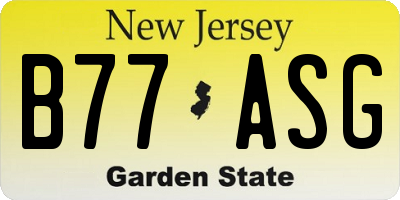NJ license plate B77ASG