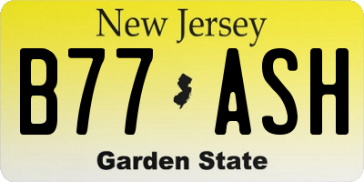 NJ license plate B77ASH