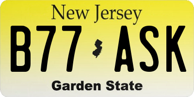 NJ license plate B77ASK