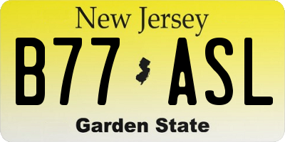 NJ license plate B77ASL