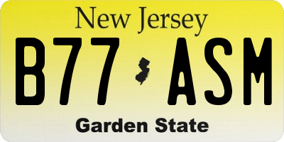 NJ license plate B77ASM