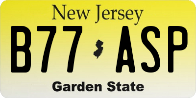 NJ license plate B77ASP