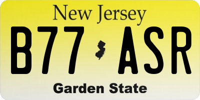 NJ license plate B77ASR