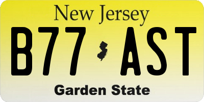 NJ license plate B77AST