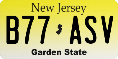 NJ license plate B77ASV