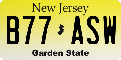 NJ license plate B77ASW