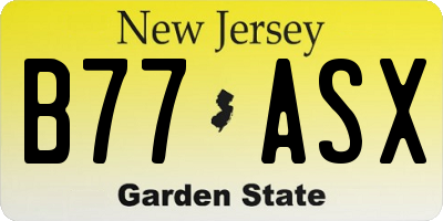 NJ license plate B77ASX