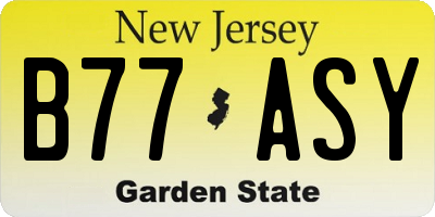 NJ license plate B77ASY