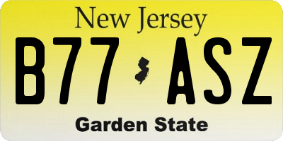 NJ license plate B77ASZ