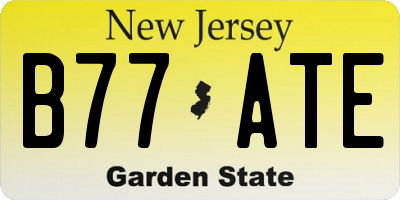 NJ license plate B77ATE