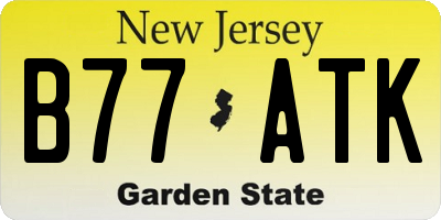 NJ license plate B77ATK