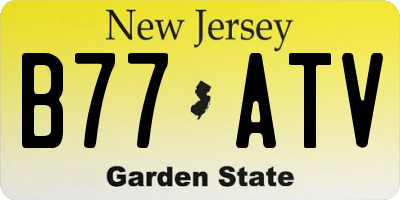 NJ license plate B77ATV